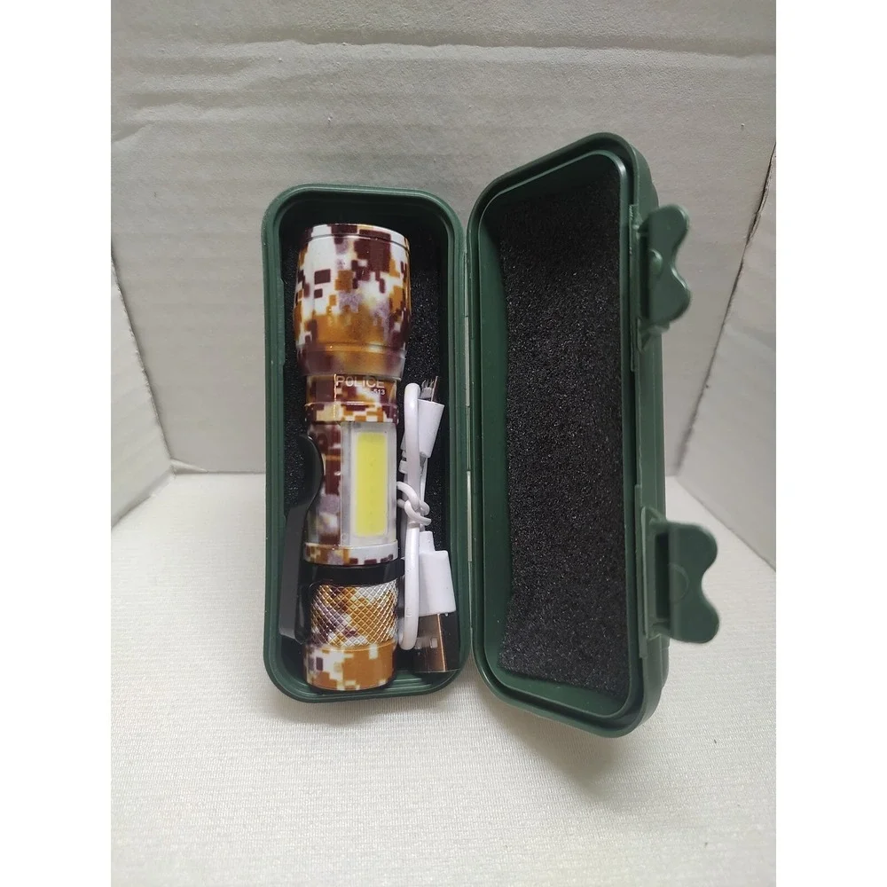 Scalable Led Flashlight 3 Mode White Light UsB Rechargeable Camouflage Brown